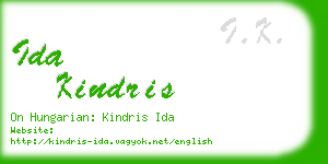 ida kindris business card